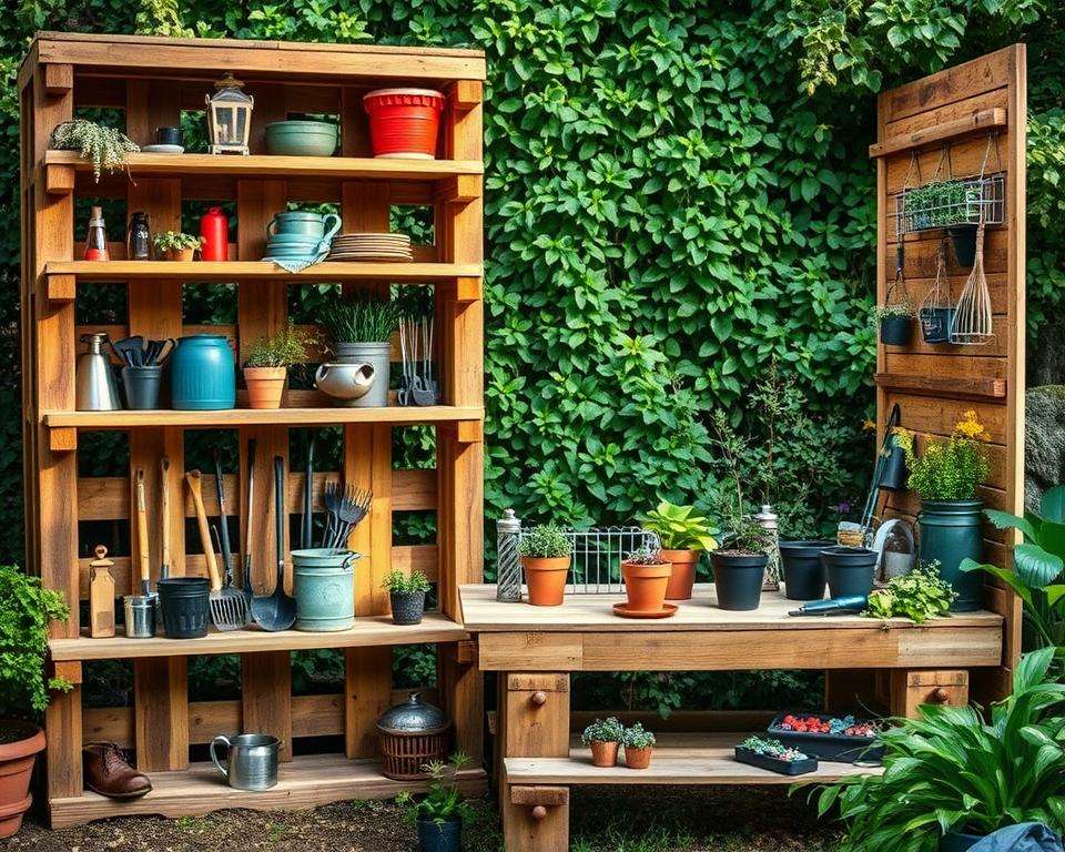 DIY Gartenaufbewahrung mit Holzpaletten