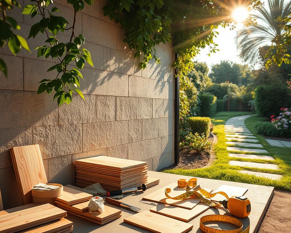 DIY Gartenmauer verkleiden Anleitung DIY Gartenmauer verkleiden Anleitung