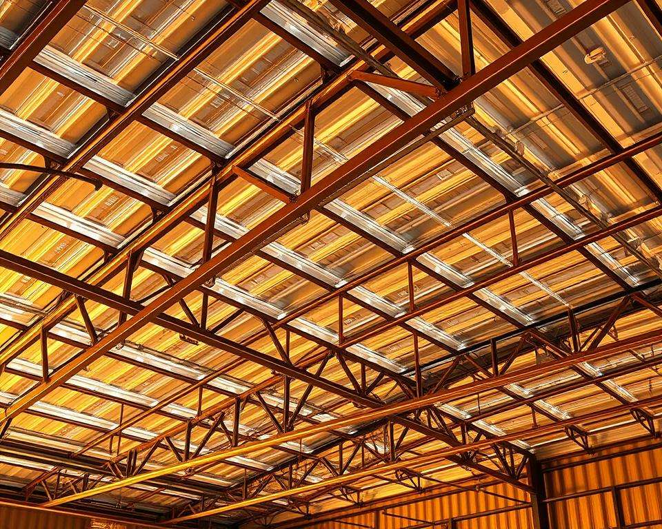 Dachkonstruktion Metallschuppen Abdichtung