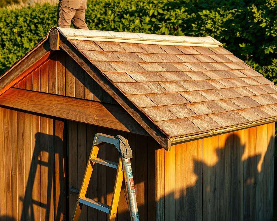 Dachreparatur mit Dichtmittel