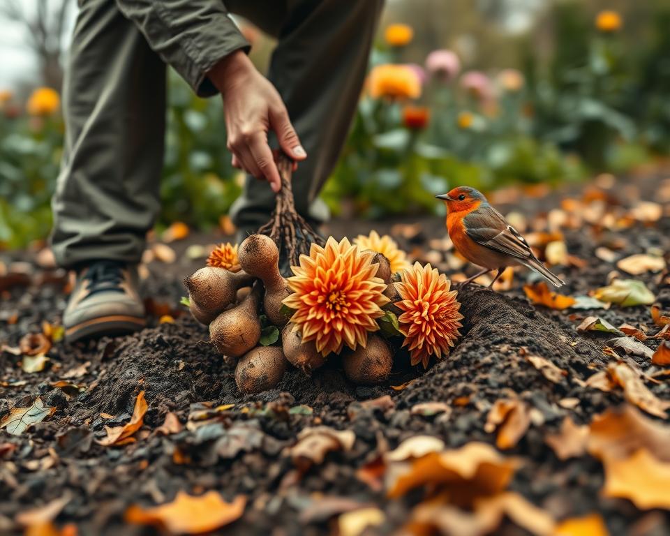 Dahlien Knollen Ausgrabung Wetterbedingungen