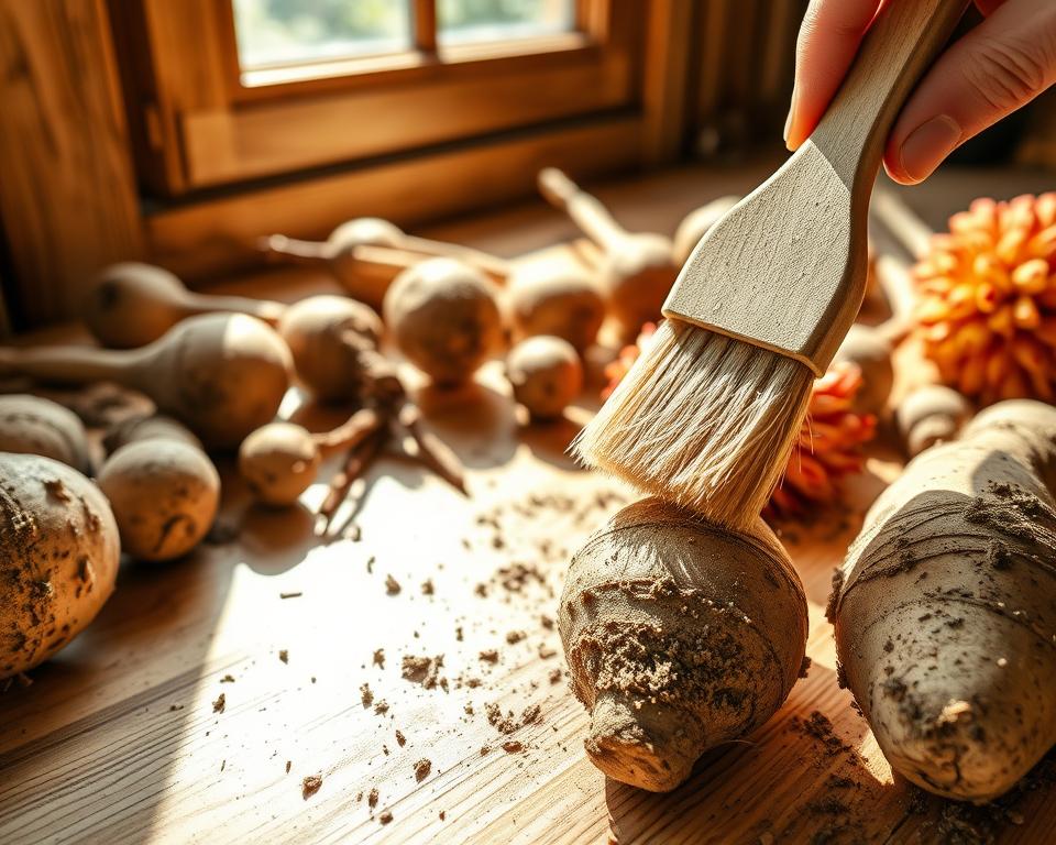 Dahlienknollen reinigen und pflegen