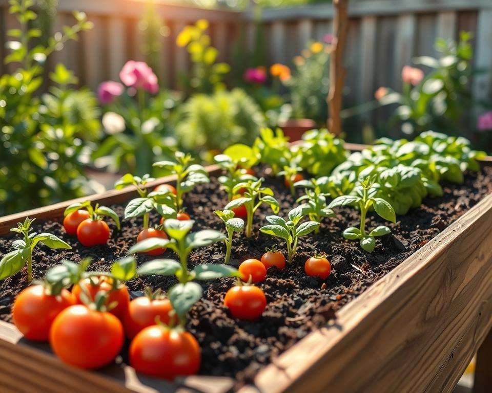 Direktsaat Hochbeet Jungpflanzen