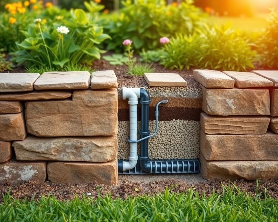 Drainage Gartenmauer Planung
