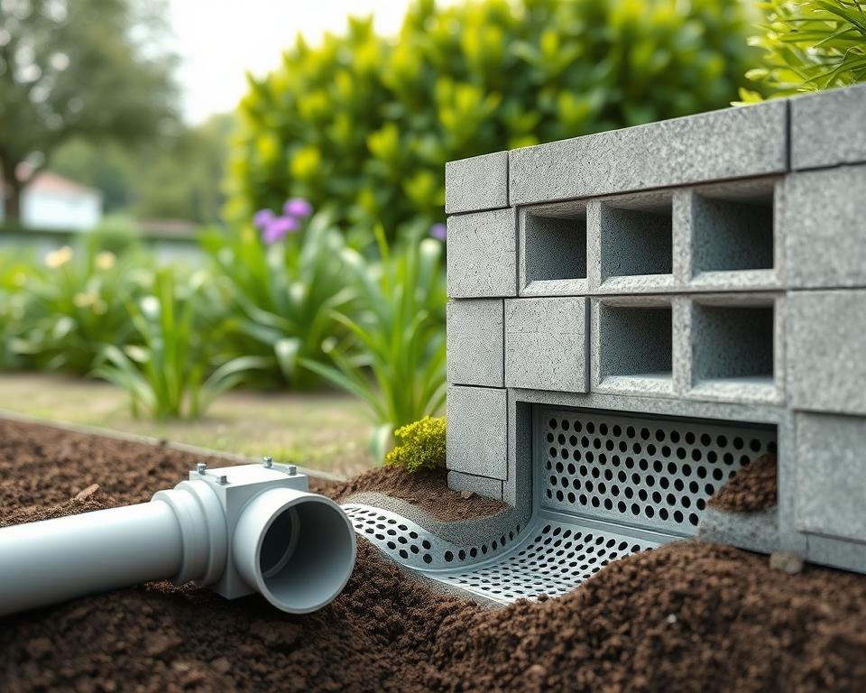 Drainage für Gartenmauer