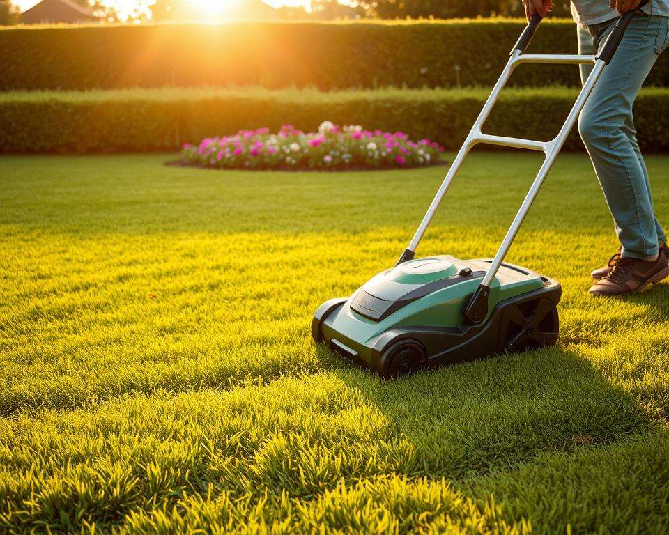 Durchführung des ersten Rasenschnitts