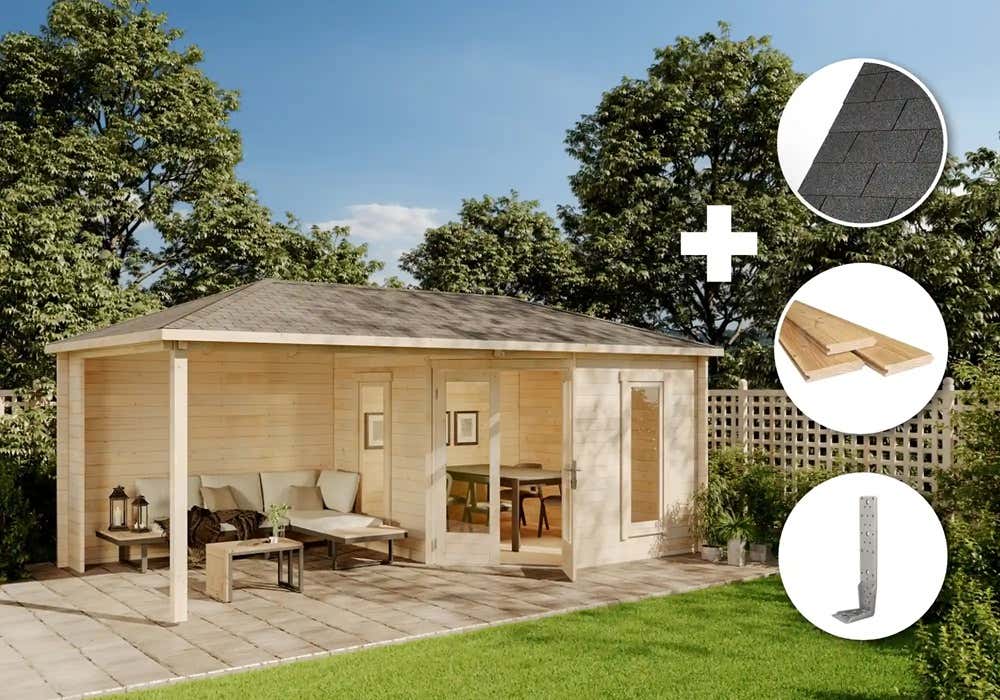 ECO Set - Gartenhaus  5-Eck Liwa - imprägniert|6x3m