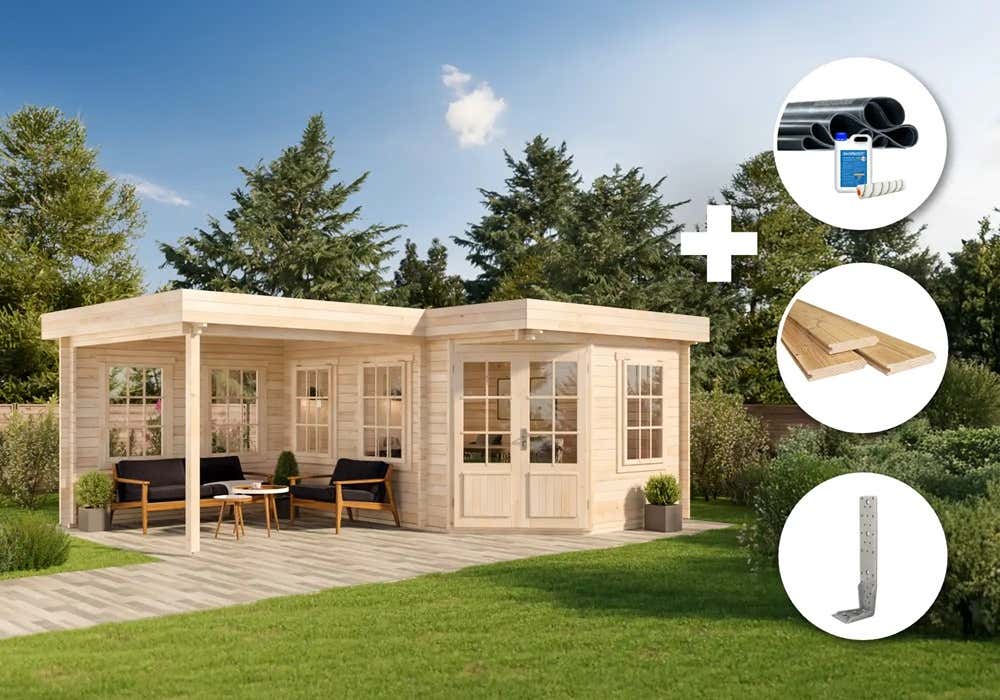 ECO Set - Gartenhaus  5-Eck Pepe - imprägniert|4x3m