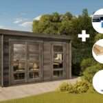 ECO Set - Gartenhaus Paloma Grande - grau|4x2m