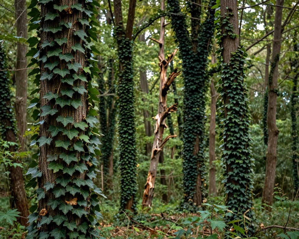 Efeu Warnsignale an Bäumen