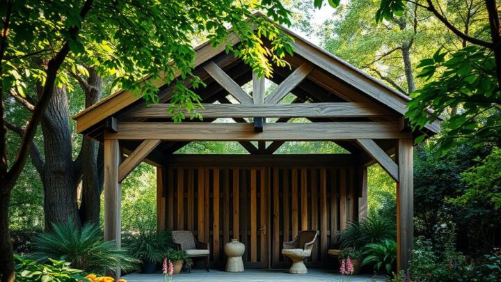 Gartenhausbau mit Eichen Schnittholz