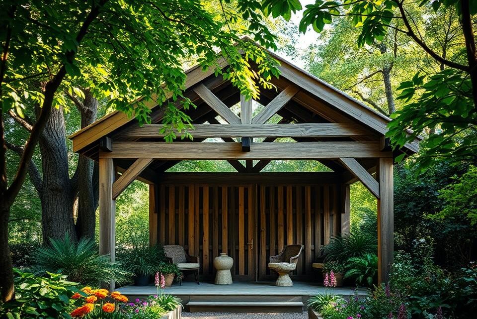 Gartenhausbau mit Eichen Schnittholz Gartenhausbau mit Eichen Schnittholz