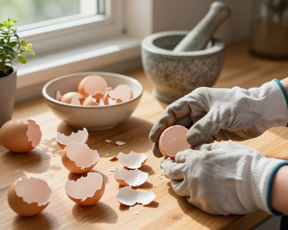 Eierschalen vorbereiten für Gartendünger