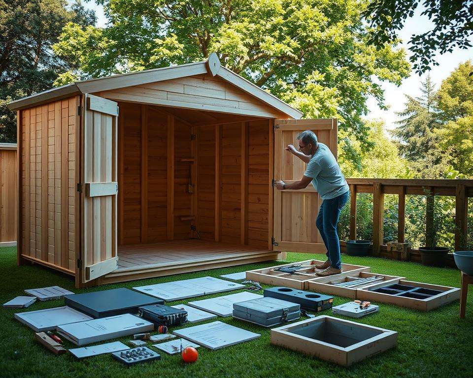 Einfache Montage eines Schuppens