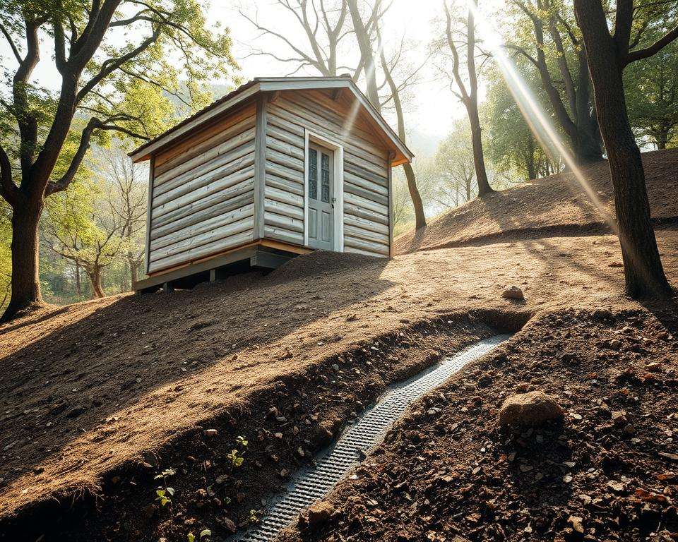 Entwässerung Gartenhaus Hanglage