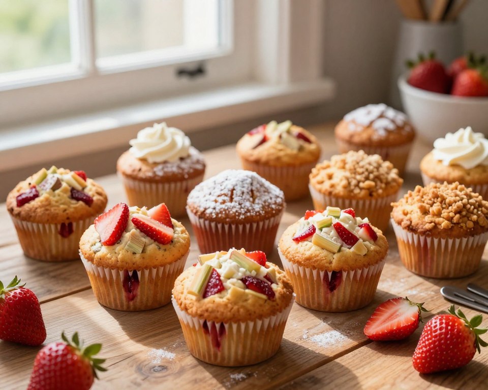 Erdbeer Rhabarber Muffins Variationen
