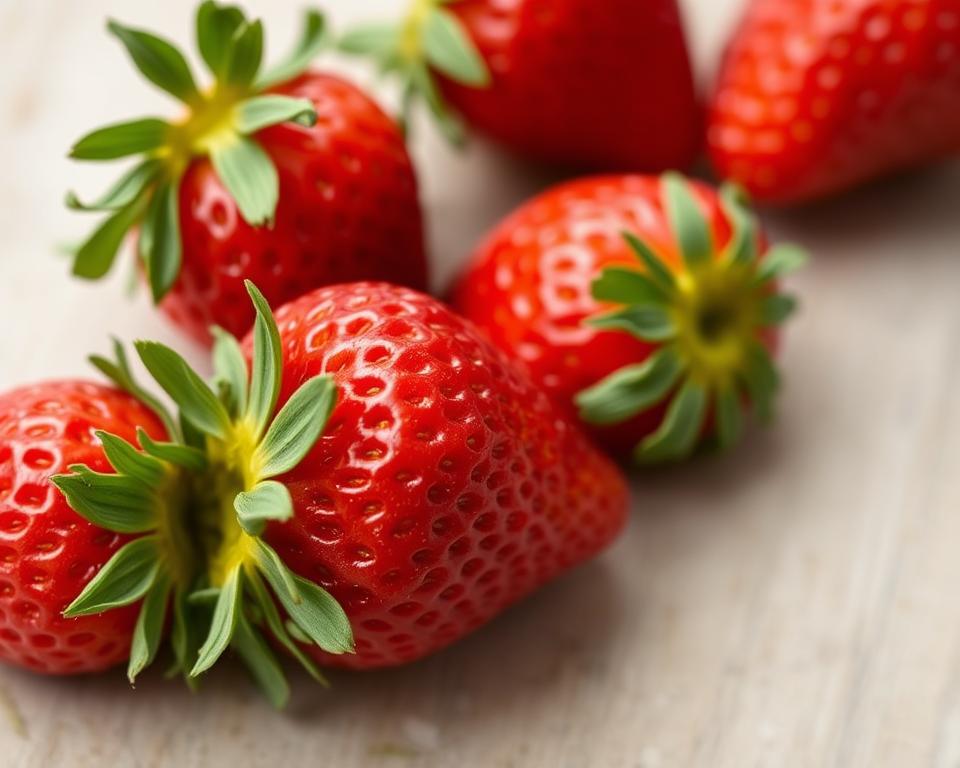 Erdbeeren Blätter und Strunk entfernen