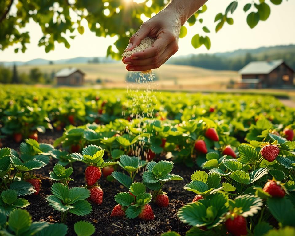 Erdbeeren düngen mit Hornspäne