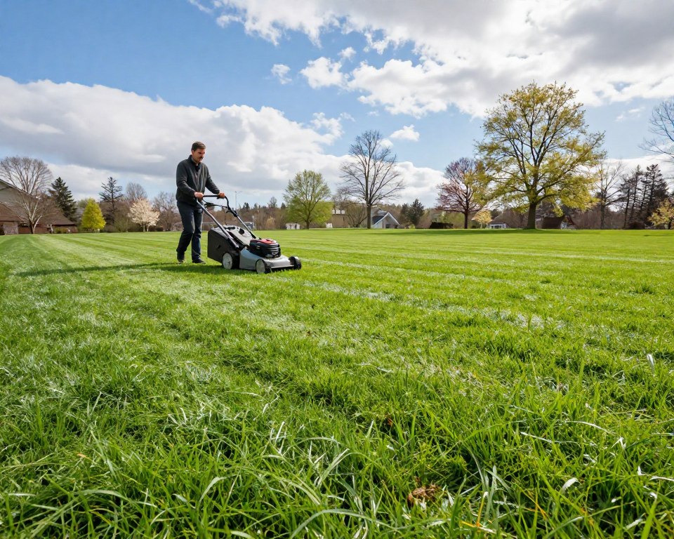 Erster Rasenschnitt im Frühjahr