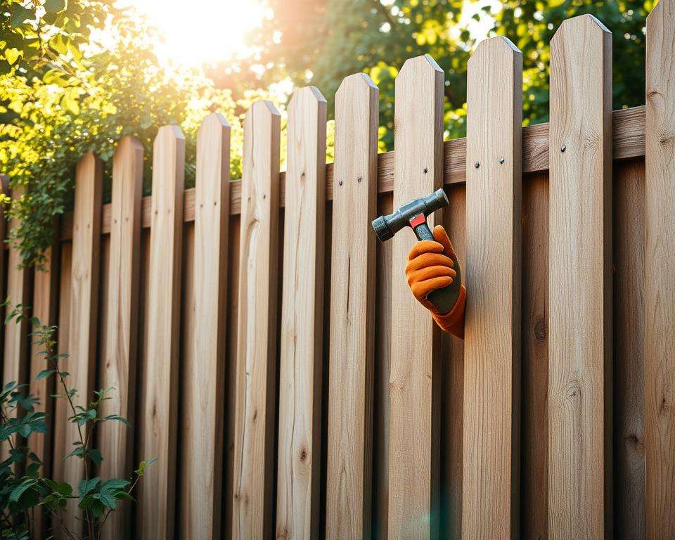 Fachgerechte Reparatur eines Gartenzauns Fachgerechte Reparatur eines Gartenzauns