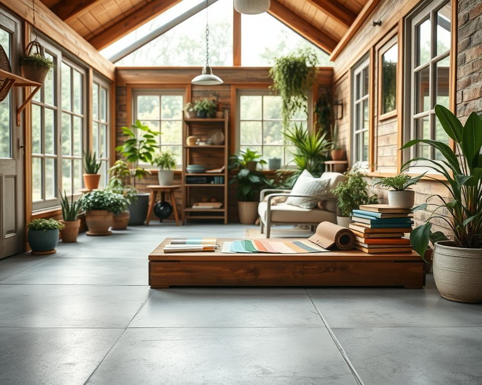 Farbauswahl für Betonboden im Gartenhaus
