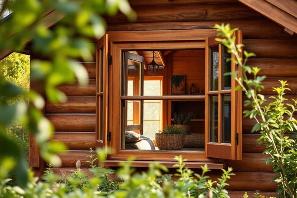 Fenstereinbau im Holz-Gartenhaus