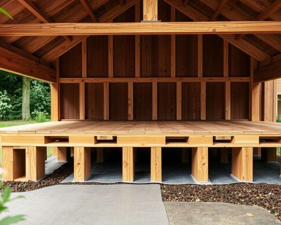 Feuchtigkeitssperre Gartenhaus Unterkonstruktion