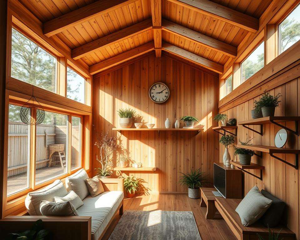 Flachdach Gartenhaus Innenraum