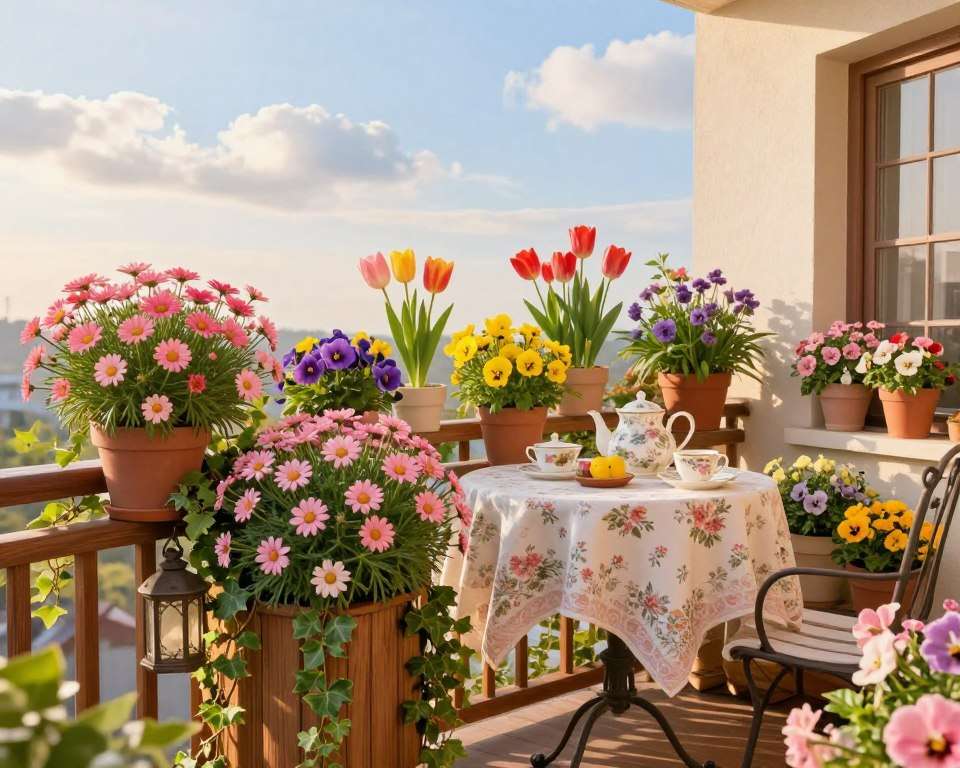 Frühlingsblumen Balkon Dekoration Frühlingsblumen Balkon Dekoration