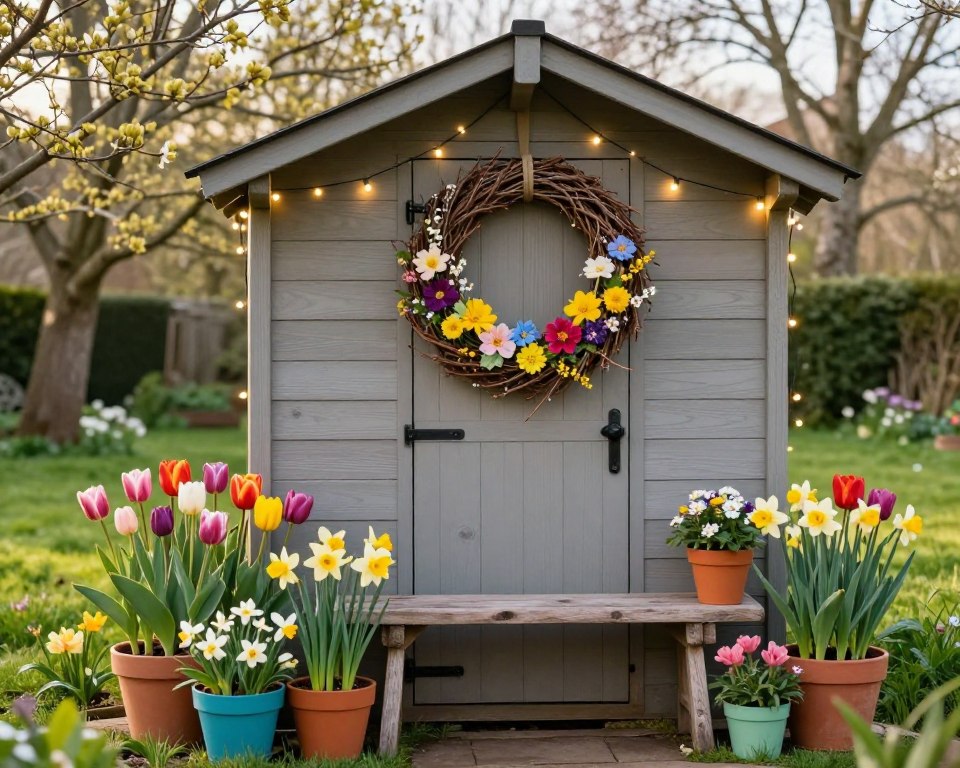 Frühlingsdekoration für Gartenhaus Frühlingsdekoration für Gartenhaus