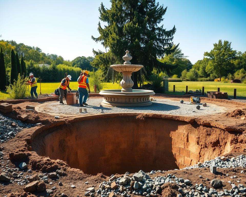 Fundament Bauphase Gartenbrunnen