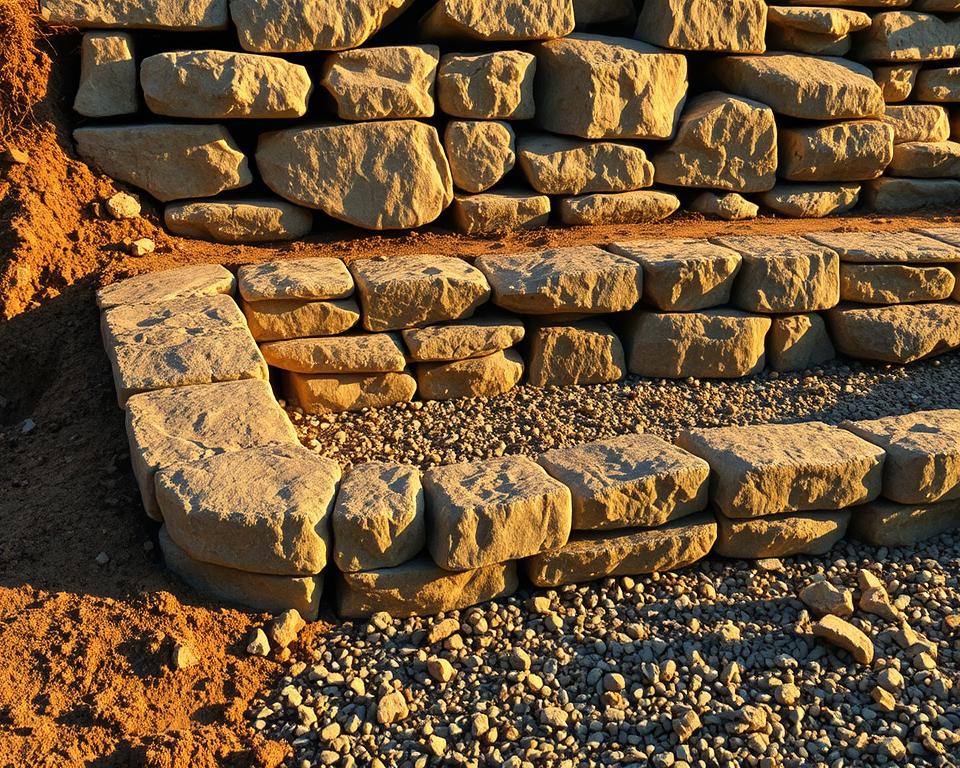 Fundament Natursteinmauer Vorbereitung