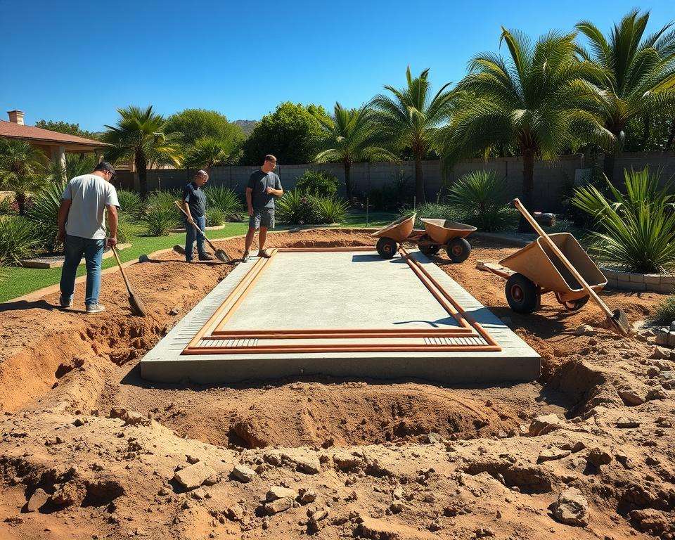 Fundament für Wasserspiel vorbereiten