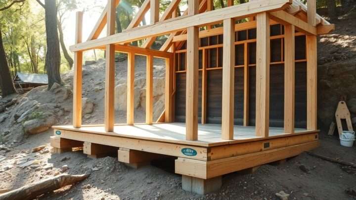 Fundament für das Holz-Gartenhaus auf unebener Fläche