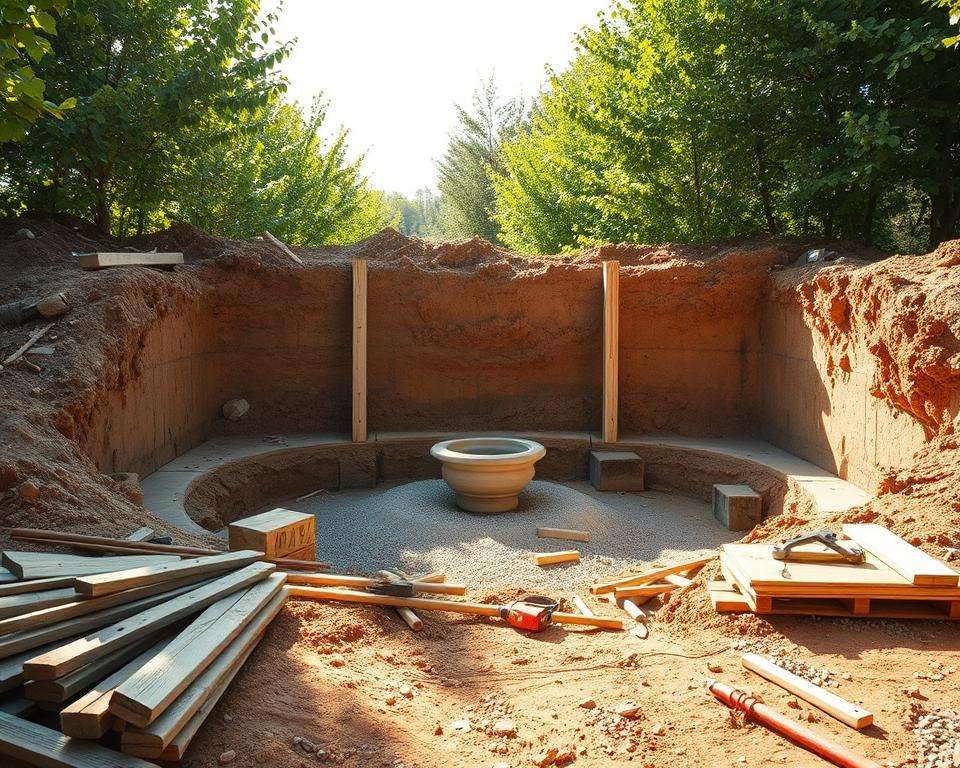 Fundament und Baugrube vorbereiten