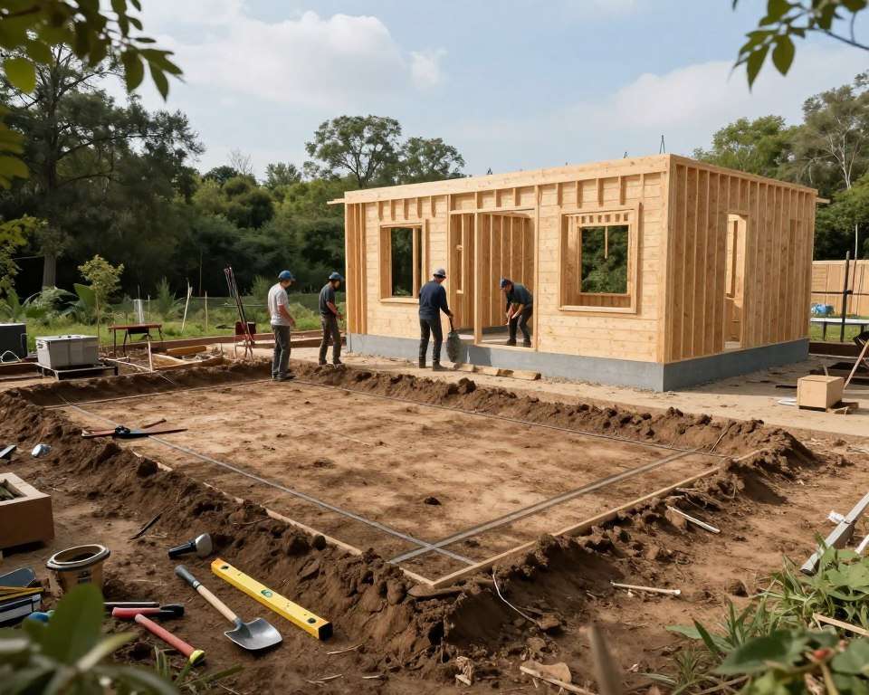 Fundament und Bodenarbeiten für Holz-Gartenhäuser