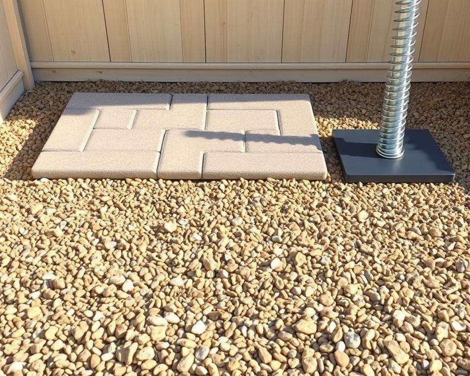 Fundamentalternativen Kiesbett Wegeplatten Schraubfundamente