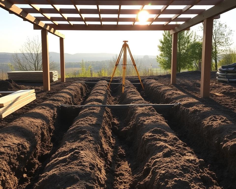 Fundamentarbeiten Pergola Vorbereitung