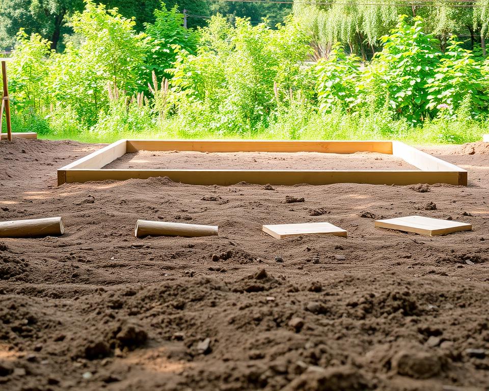 Fundamentfläche vorbereiten für Gartenhaus