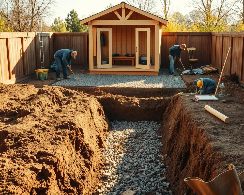 Fundamentvorbereitung für Gartenhaus