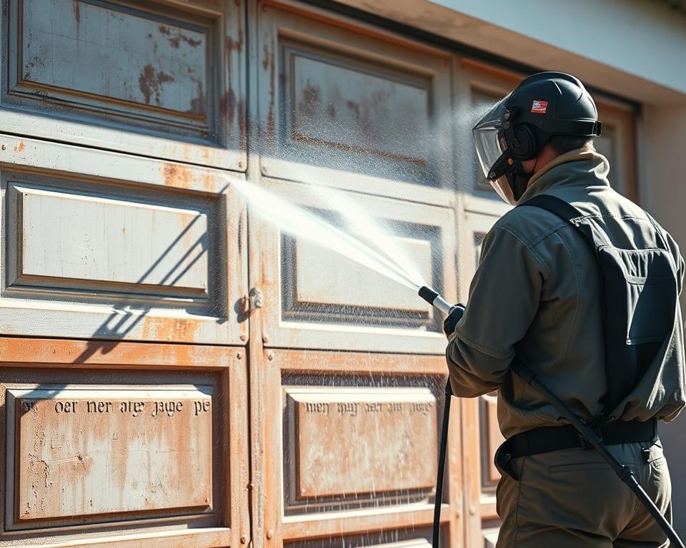 Garagentor reinigen vor dem Streichen
