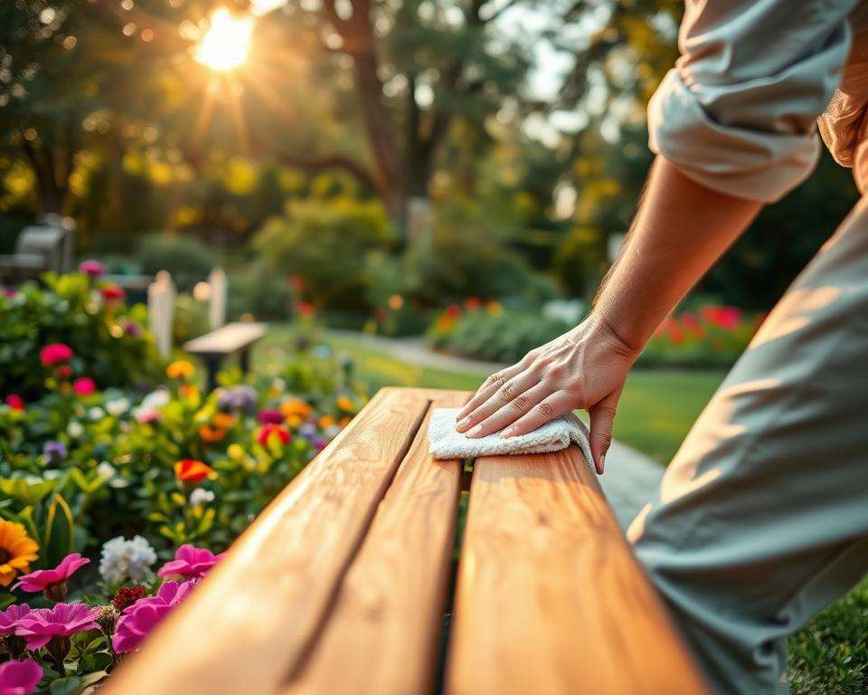 Gartenbank Reinigung und Pflege