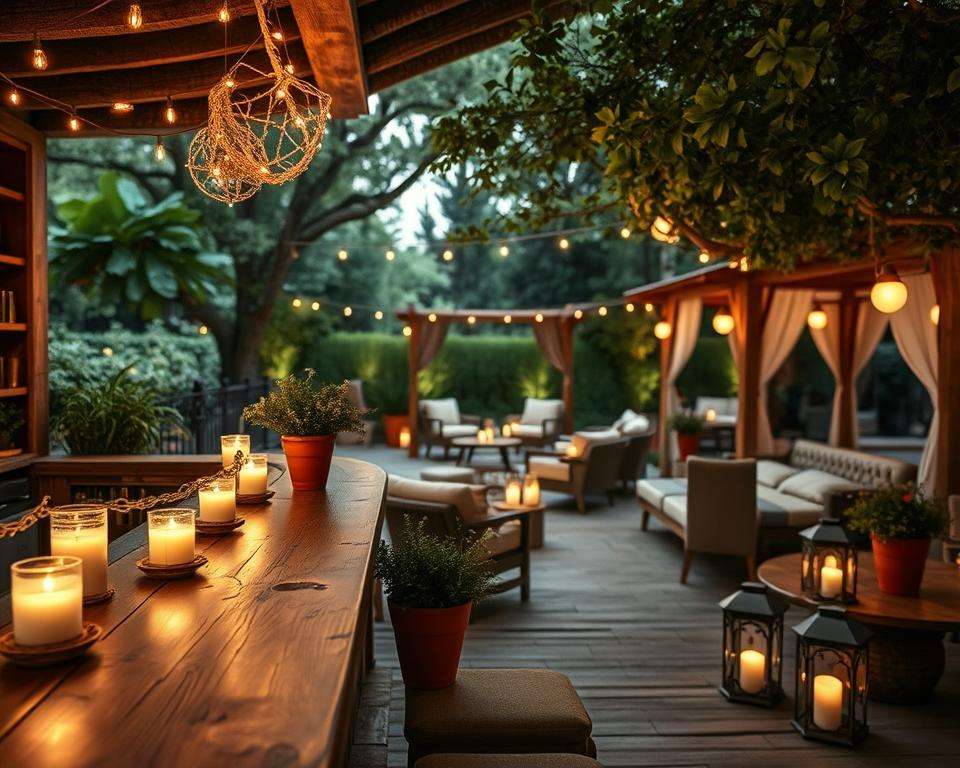 Gartenbar Deko und Lichtkonzepte