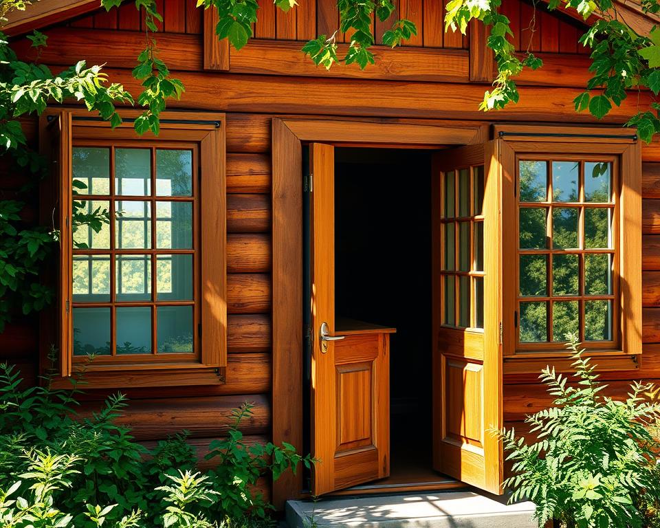 Gartenhaus Fenster und Türen Einbau