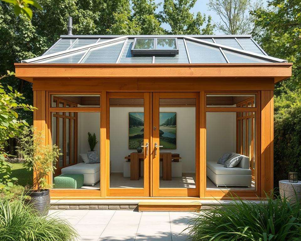 Gartenhaus Flachdach Belüftung und Licht