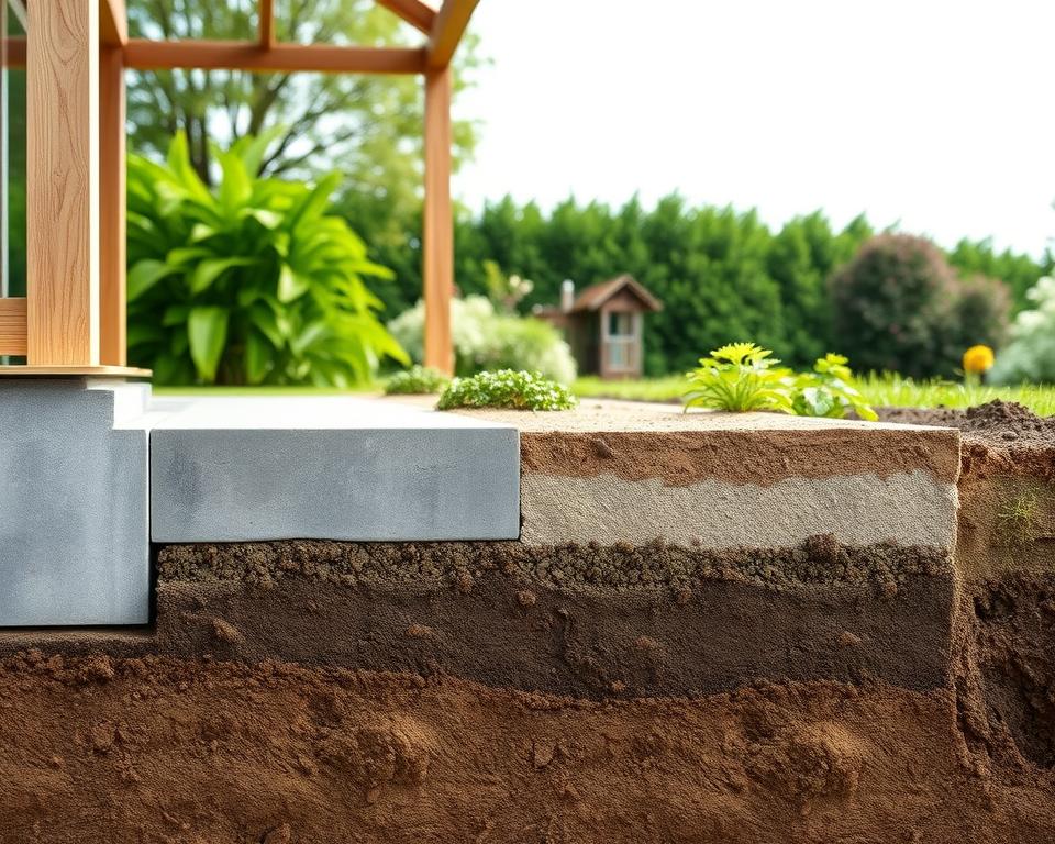 Gartenhaus Fundamentisolierung Schichten