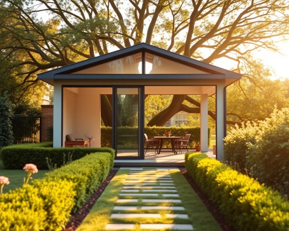 Gartenhaus mit Glasschiebetüren Planung