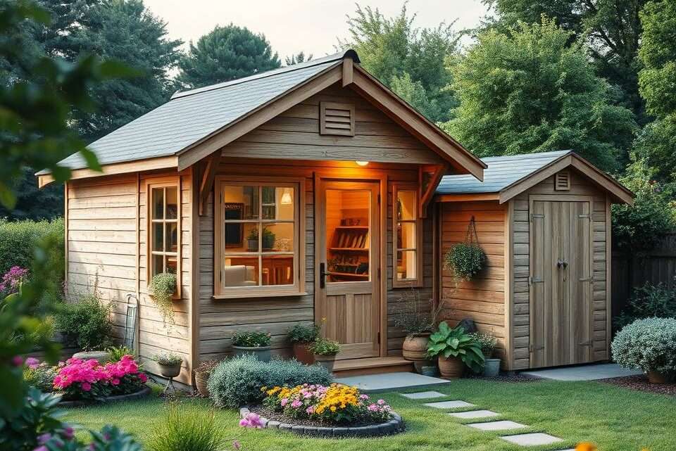 Gartenhaus mit seitlichem Geräteschuppen: Ideen, Designs und Planungsansätze