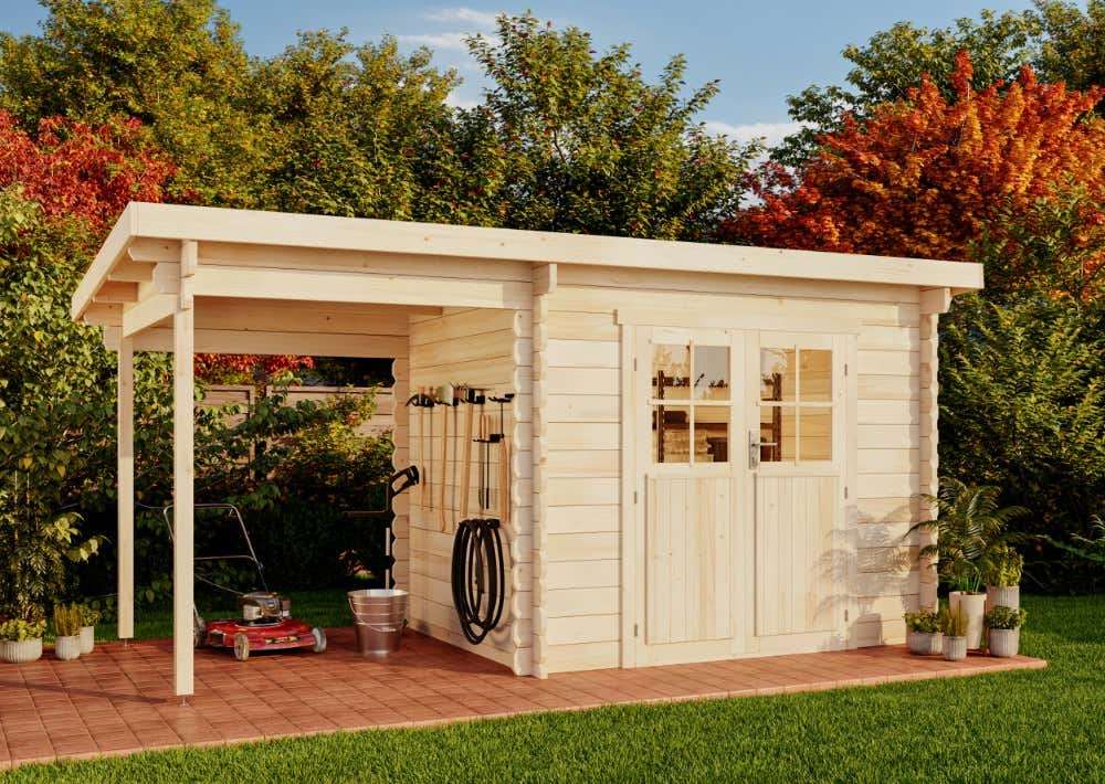 Gartenhaus Korfu mit Schleppdach|4x2m|Rabatt:32%