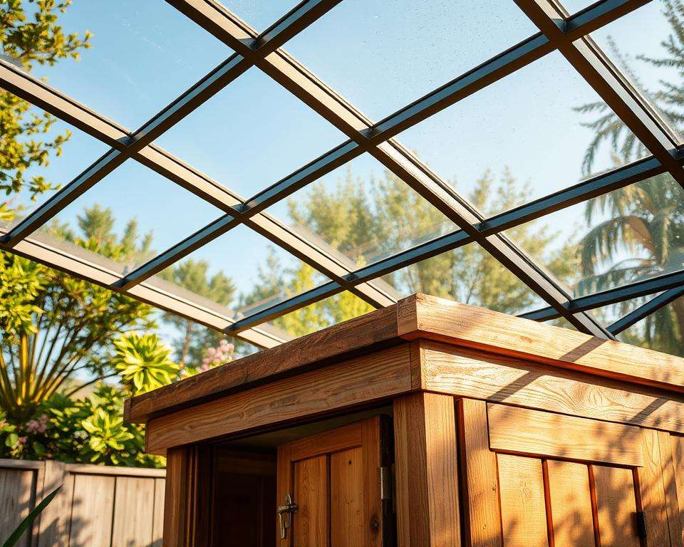 Gartenhausdach glaselemente
